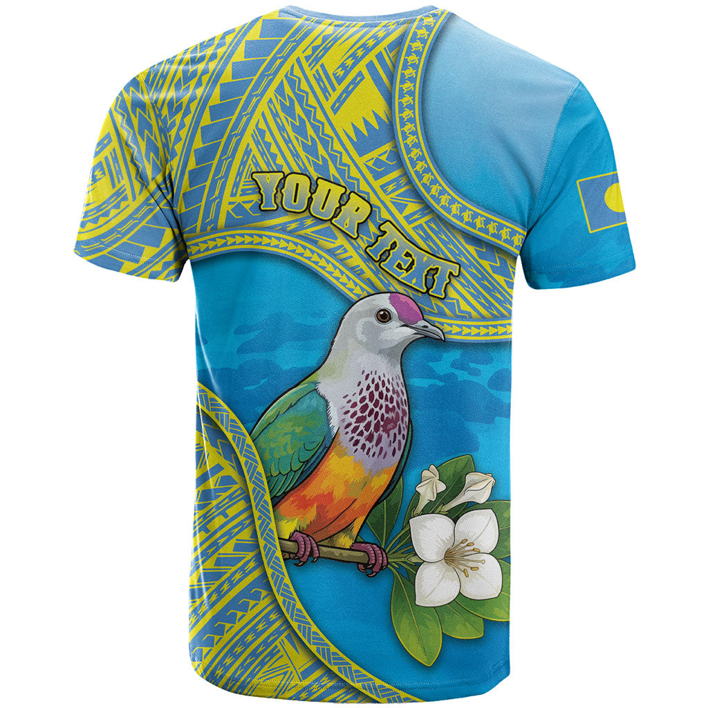 Personalised Palau Biib Bird T Shirt Rur Flower And Rock Islands Patterns DT05 - Polynesian Pride