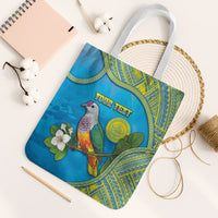 Personalised Palau Biib Bird Tote Bag Rur Flower And Rock Islands Patterns DT05 White Strap One Size Blue - Polynesian Pride