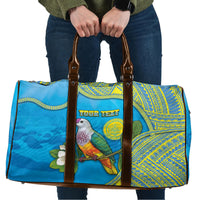 Personalised Palau Biib Bird Travel Bag Rur Flower And Rock Islands Patterns DT05 Blue - Polynesian Pride