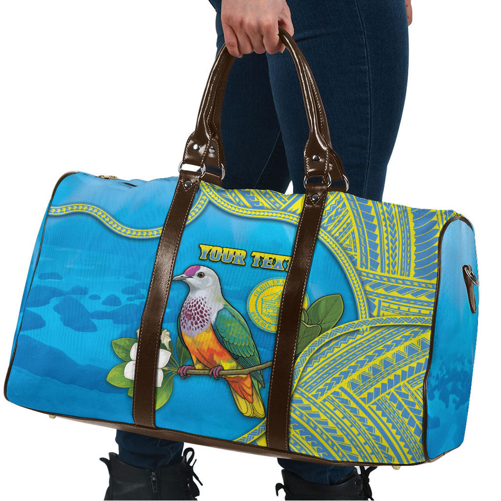 Personalised Palau Biib Bird Travel Bag Rur Flower And Rock Islands Patterns DT05 - Polynesian Pride