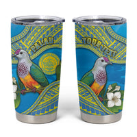 Personalised Palau Biib Bird Tumbler Cup Rur Flower And Rock Islands Patterns DT05 Blue - Polynesian Pride