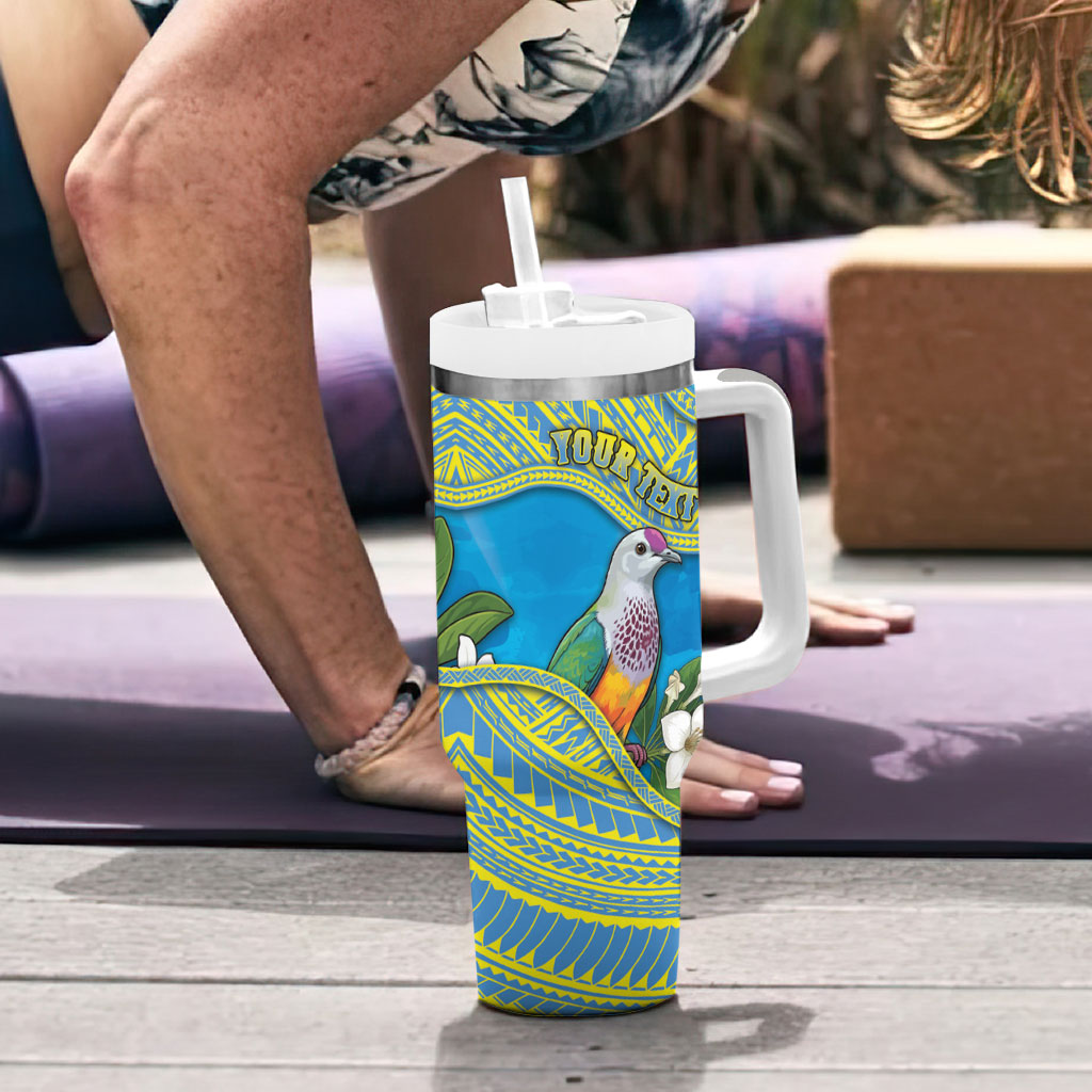 Personalised Palau Biib Bird Tumbler With Handle Rur Flower And Rock Islands Patterns DT05 - Polynesian Pride
