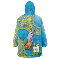 Personalised Palau Biib Bird Wearable Blanket Hoodie Rur Flower And Rock Islands Patterns DT05 - Polynesian Pride