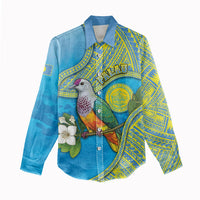 Personalised Palau Biib Bird Women Casual Shirt Rur Flower And Rock Islands Patterns DT05 - Polynesian Pride