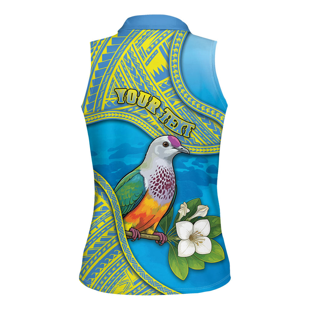 Personalised Palau Biib Bird Women Sleeveless Polo Shirt Rur Flower And Rock Islands Patterns DT05 - Polynesian Pride