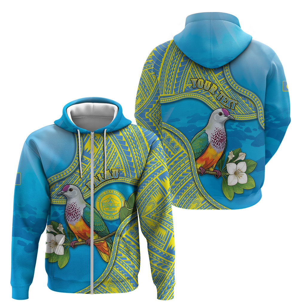 Personalised Palau Biib Bird Zip Hoodie Rur Flower And Rock Islands Patterns DT05 - Polynesian Pride