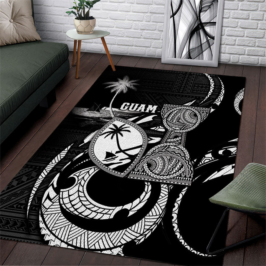 Guam Liberation Day Area Rug Black White Latte Stone Tribal Patterns DT05 Black - Polynesian Pride