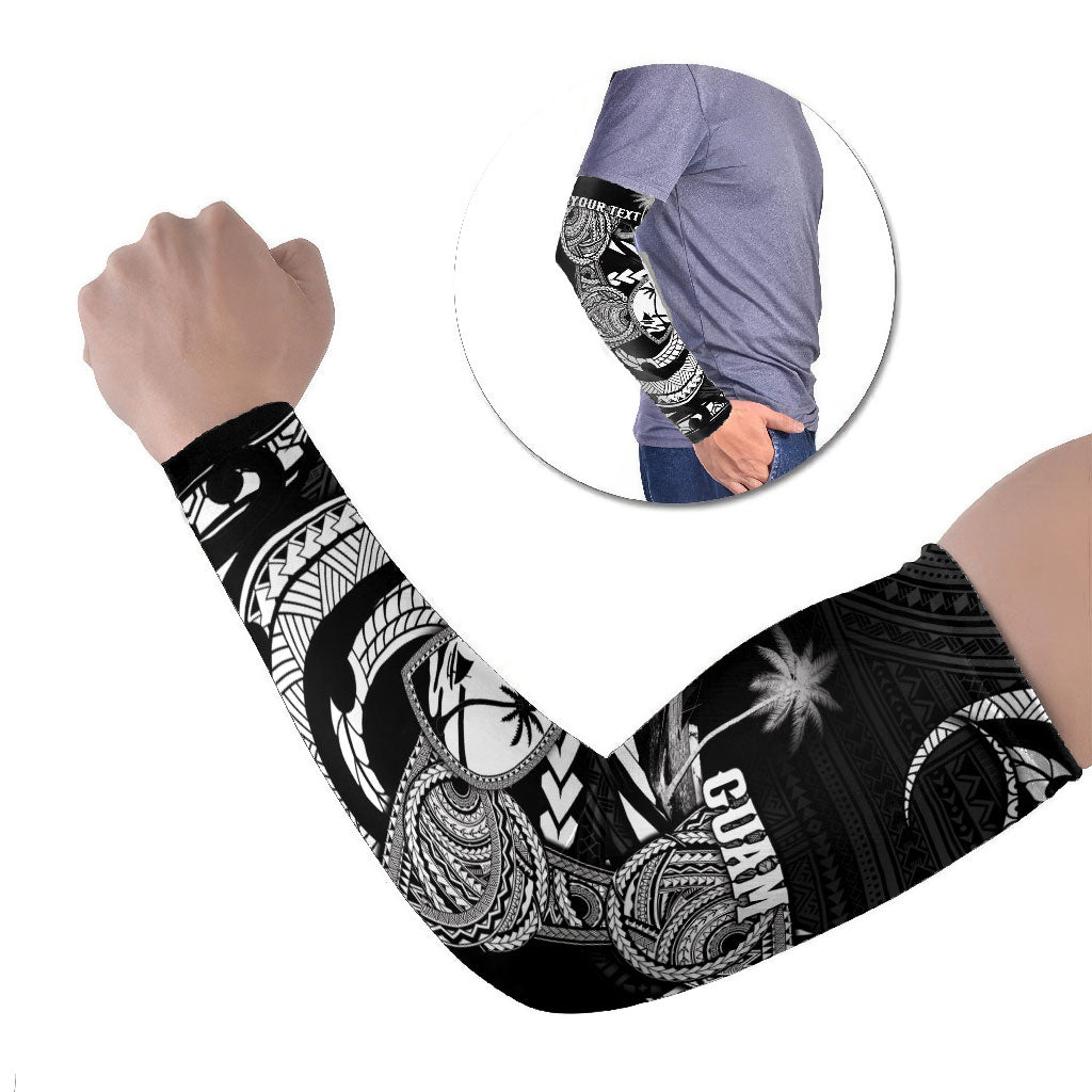 Personalised Guam Liberation Day Arm Sleeves Black White Latte Stone Tribal Patterns DT05 Set of 2 Black - Polynesian Pride