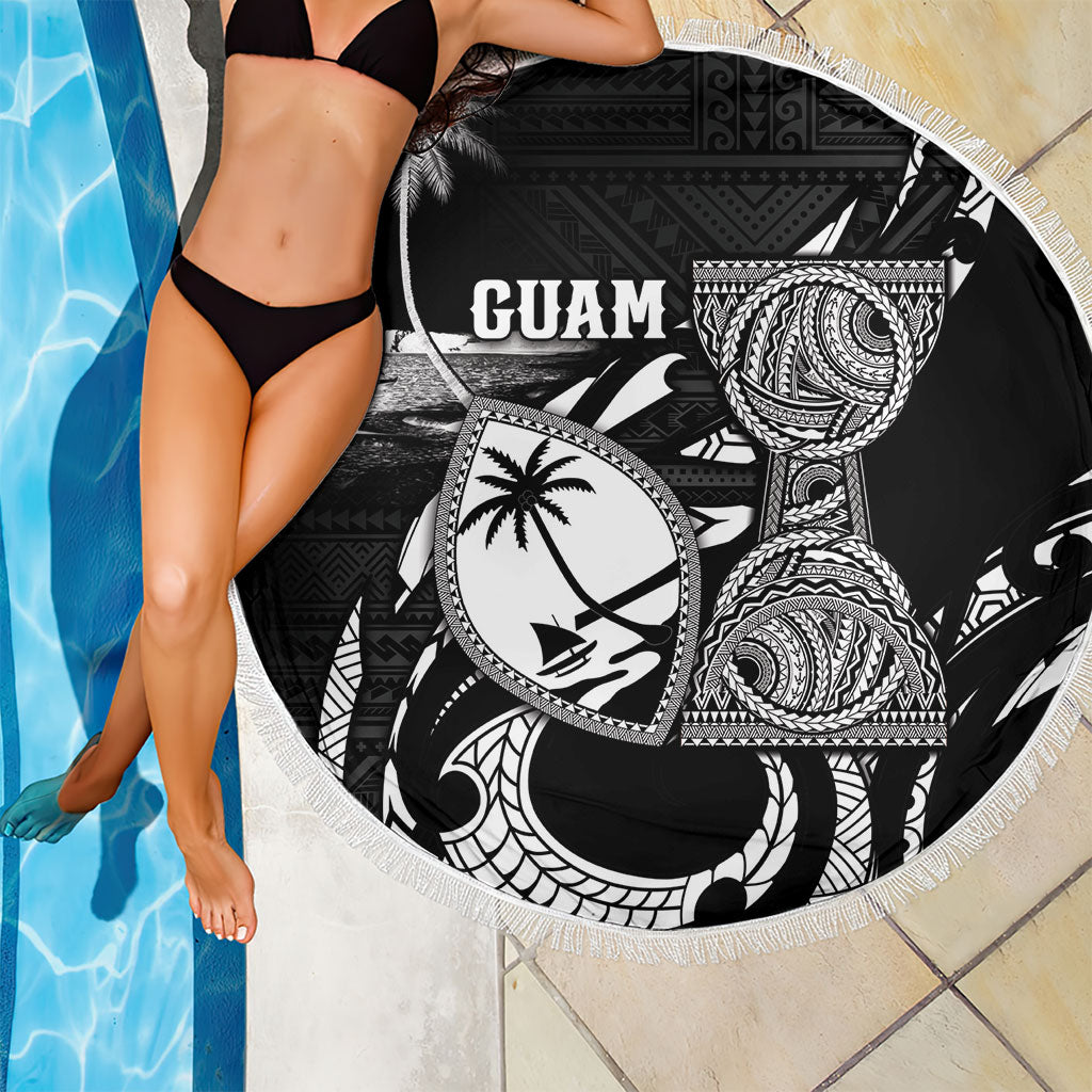 Guam Liberation Day Beach Blanket Black White Latte Stone Tribal Patterns