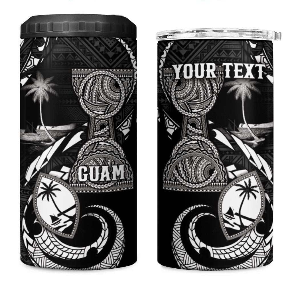 Personalised Guam Liberation Day 4 in 1 Can Cooler Tumbler Black White Latte Stone Tribal Patterns DT05 One Size: 16 oz Black - Polynesian Pride