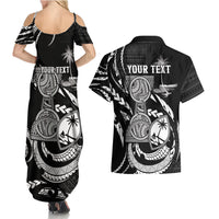 Personalised Guam Liberation Day Couples Matching Summer Maxi Dress and Hawaiian Shirt Black White Latte Stone Tribal Patterns DT05 - Polynesian Pride
