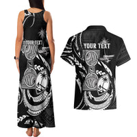 Personalised Guam Liberation Day Couples Matching Tank Maxi Dress and Hawaiian Shirt Black White Latte Stone Tribal Patterns DT05 - Polynesian Pride