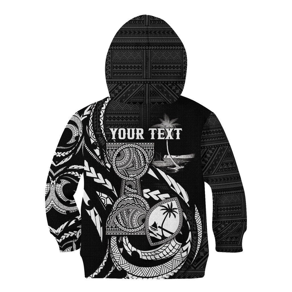 Personalised Guam Liberation Day Kid Hoodie Black White Latte Stone Tribal Patterns DT05 - Polynesian Pride