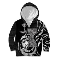 Personalised Guam Liberation Day Kid Hoodie Black White Latte Stone Tribal Patterns DT05 Zip Hoodie Black - Polynesian Pride
