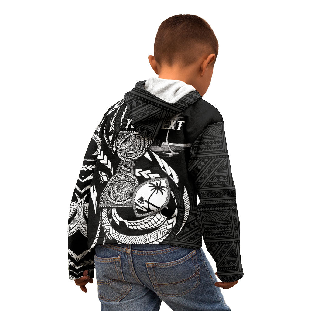 Personalised Guam Liberation Day Kid Hoodie Black White Latte Stone Tribal Patterns DT05 - Polynesian Pride