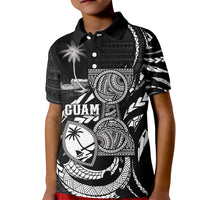 Personalised Guam Liberation Day Kid Polo Shirt Black White Latte Stone Tribal Patterns DT05 Kid Black - Polynesian Pride