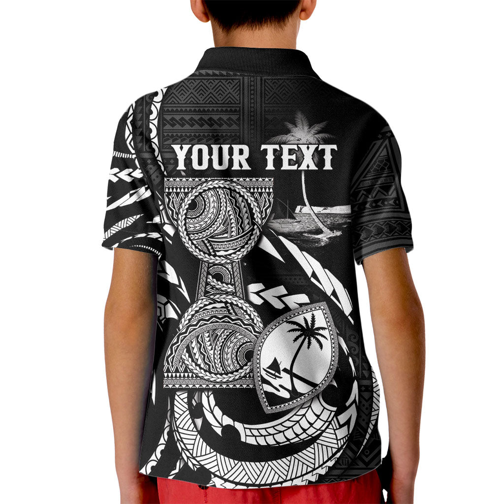 Personalised Guam Liberation Day Kid Polo Shirt Black White Latte Stone Tribal Patterns DT05 - Polynesian Pride