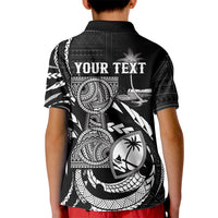 Personalised Guam Liberation Day Kid Polo Shirt Black White Latte Stone Tribal Patterns DT05 - Polynesian Pride