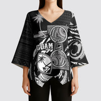 Personalised Guam Liberation Day Kimono Sleeve Blouse Black White Latte Stone Tribal Patterns