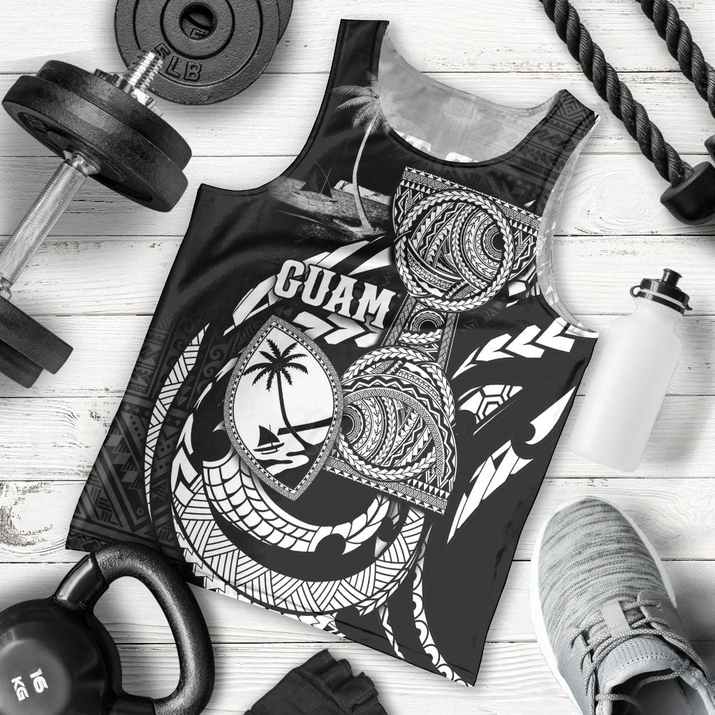 Personalised Guam Liberation Day Men Tank Top Black White Latte Stone Tribal Patterns