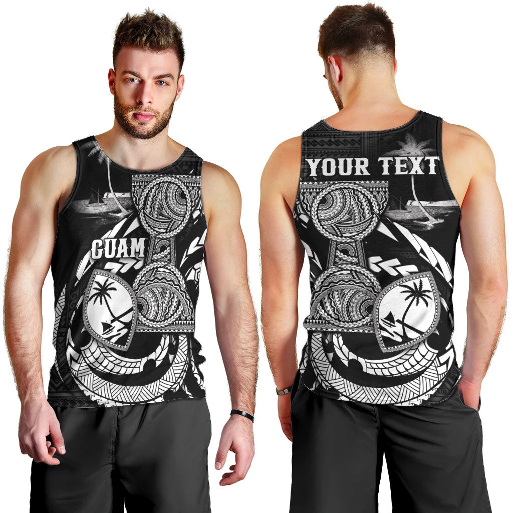 Personalised Guam Liberation Day Men Tank Top Black White Latte Stone Tribal Patterns