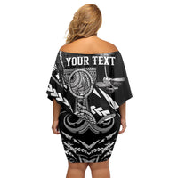 Personalised Guam Liberation Day Off Shoulder Short Dress Black White Latte Stone Tribal Patterns DT05 - Polynesian Pride