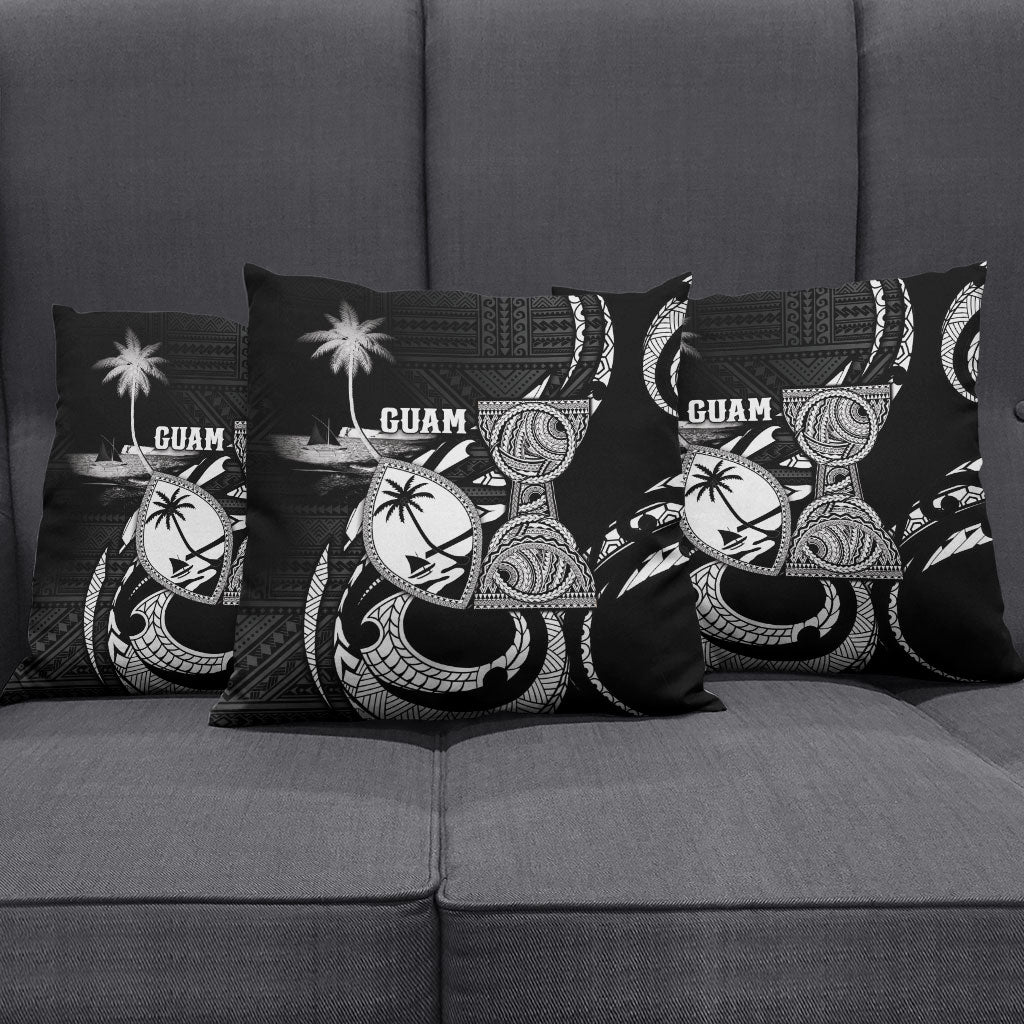 Guam Liberation Day Pillow Cover Black White Latte Stone Tribal Patterns