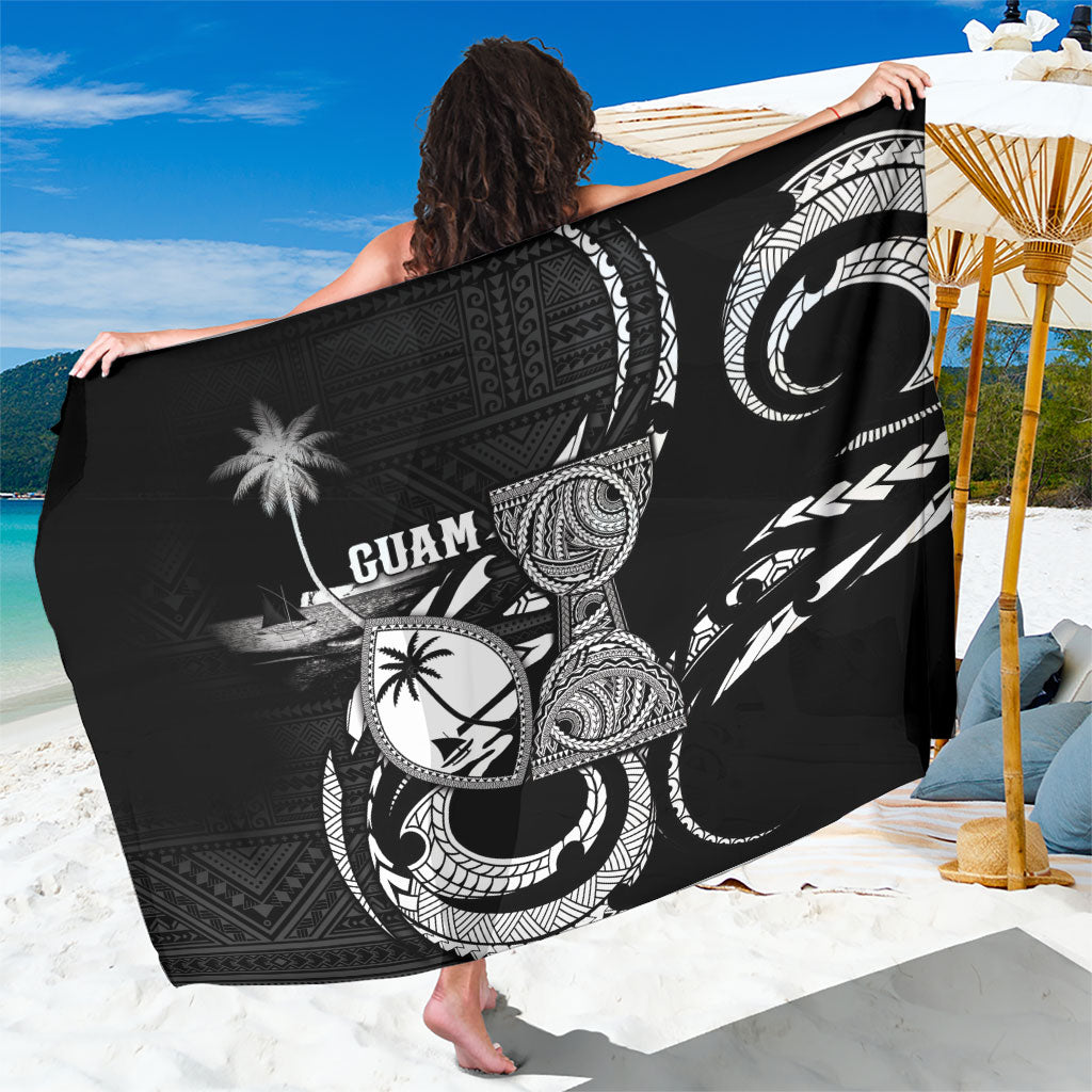 Guam Liberation Day Sarong Black White Latte Stone Tribal Patterns DT05 One Size 44 x 66 inches Black - Polynesian Pride