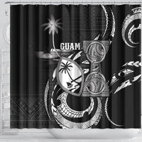 Guam Liberation Day Shower Curtain Black White Latte Stone Tribal Patterns