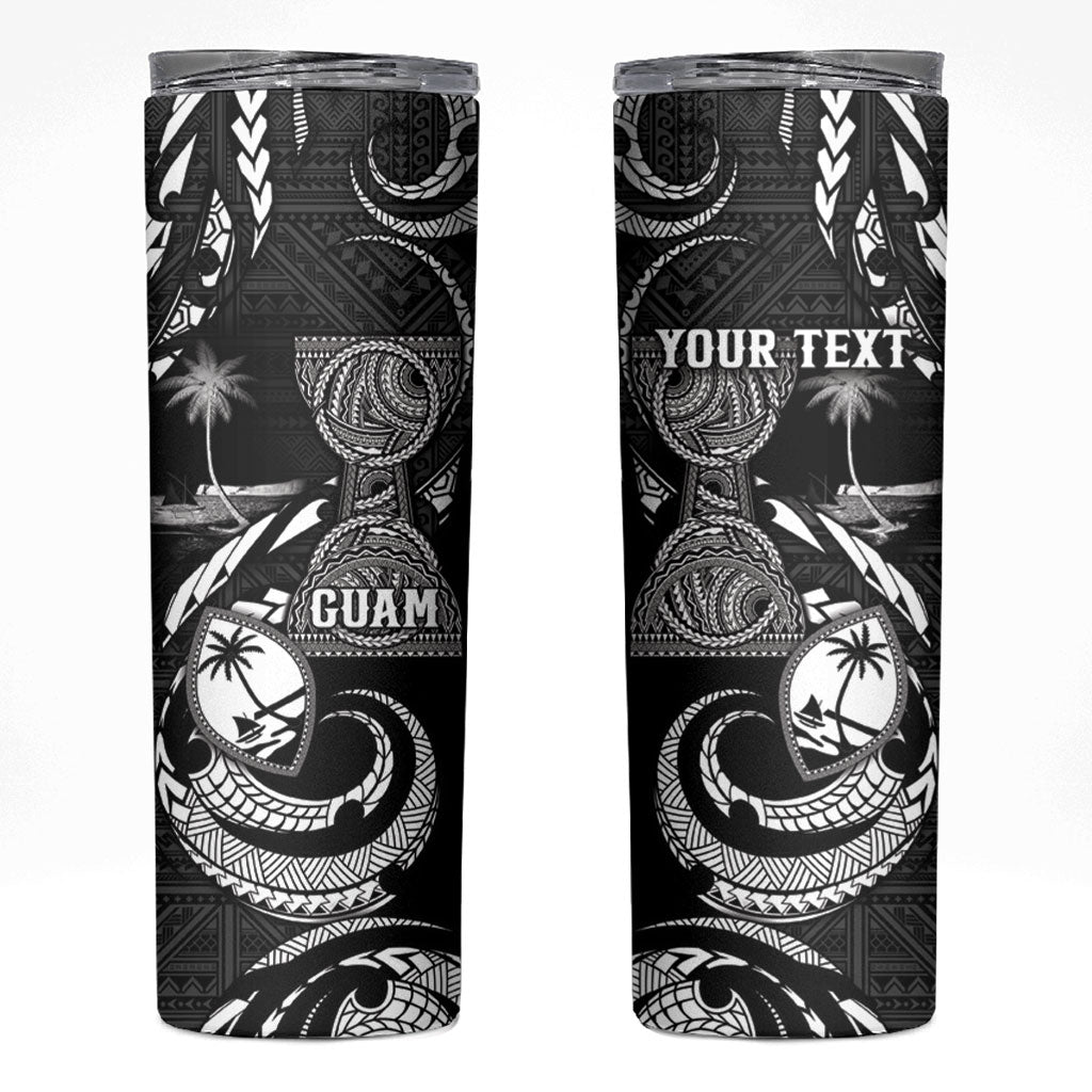 Personalised Guam Liberation Day Skinny Tumbler Black White Latte Stone Tribal Patterns DT05 Black - Polynesian Pride