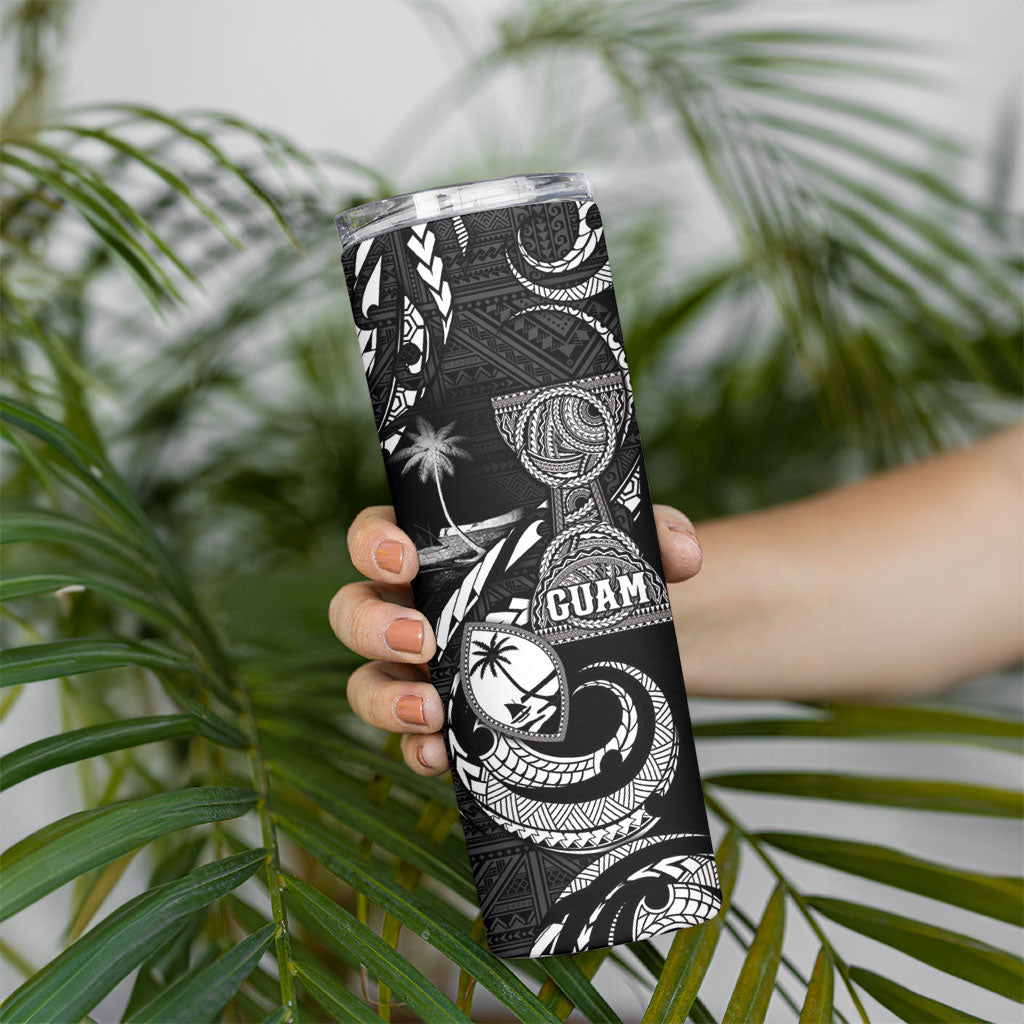 Personalised Guam Liberation Day Skinny Tumbler Black White Latte Stone Tribal Patterns DT05 - Polynesian Pride