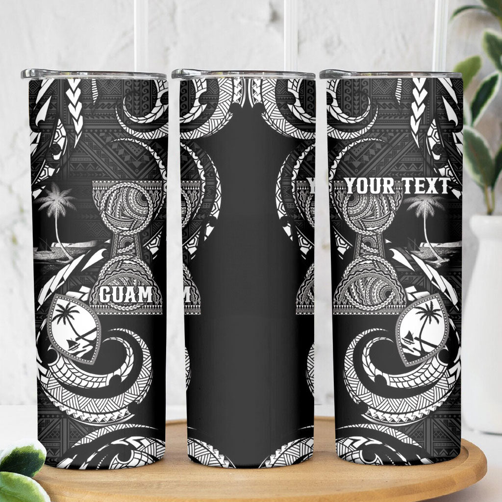 Personalised Guam Liberation Day Skinny Tumbler Black White Latte Stone Tribal Patterns DT05 - Polynesian Pride