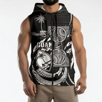 Personalised Guam Liberation Day Sleeveless Zip Hoodie Black White Latte Stone Tribal Patterns DT05 - Polynesian Pride