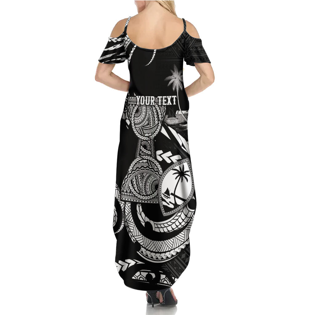 Personalised Guam Liberation Day Summer Maxi Dress Black White Latte Stone Tribal Patterns DT05 - Polynesian Pride