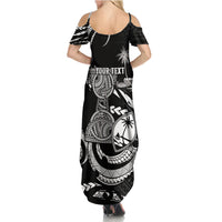 Personalised Guam Liberation Day Summer Maxi Dress Black White Latte Stone Tribal Patterns DT05 - Polynesian Pride