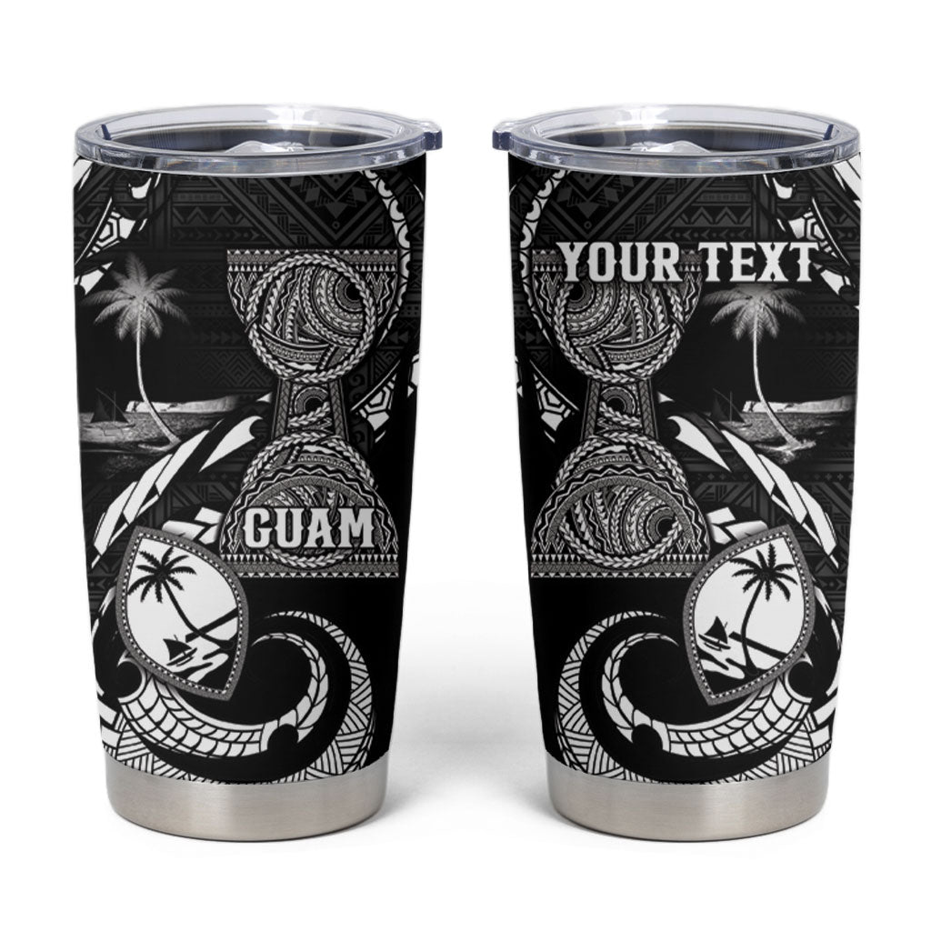 Personalised Guam Liberation Day Tumbler Cup Black White Latte Stone Tribal Patterns DT05 Black - Polynesian Pride