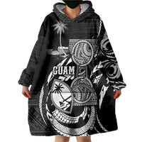 Personalised Guam Liberation Day Wearable Blanket Hoodie Black White Latte Stone Tribal Patterns DT05 - Polynesian Pride