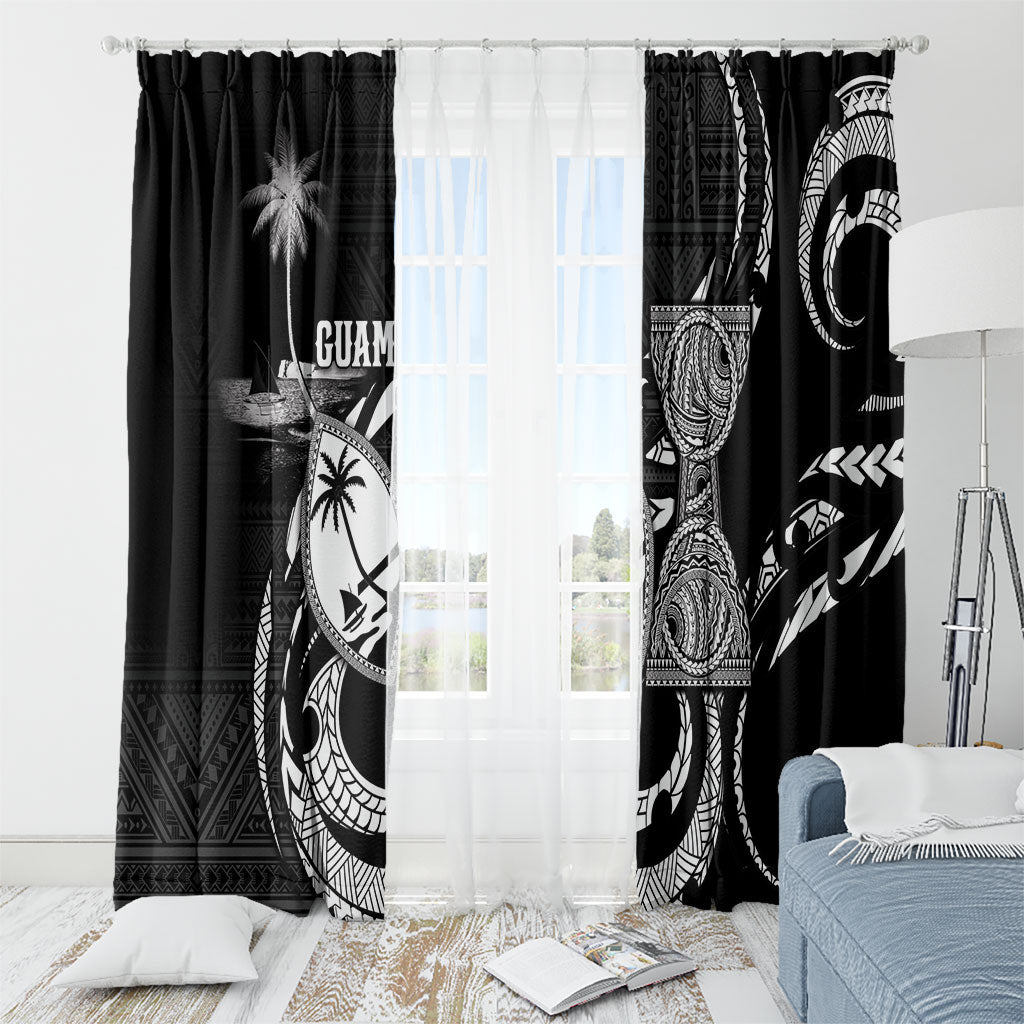 Guam Liberation Day Window Curtain Black White Latte Stone Tribal Patterns