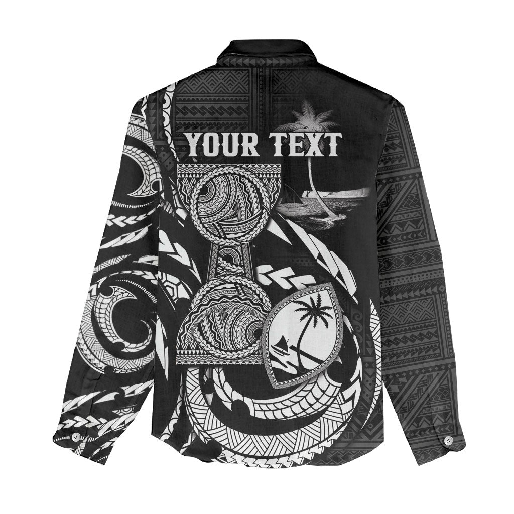 Personalised Guam Liberation Day Women Casual Shirt Black White Latte Stone Tribal Patterns DT05 - Polynesian Pride