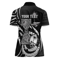Personalised Guam Liberation Day Women Polo Shirt Black White Latte Stone Tribal Patterns DT05 - Polynesian Pride