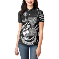 Personalised Guam Liberation Day Women Polo Shirt Black White Latte Stone Tribal Patterns DT05 - Polynesian Pride