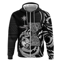 Personalised Guam Liberation Day Zip Hoodie Black White Latte Stone Tribal Patterns