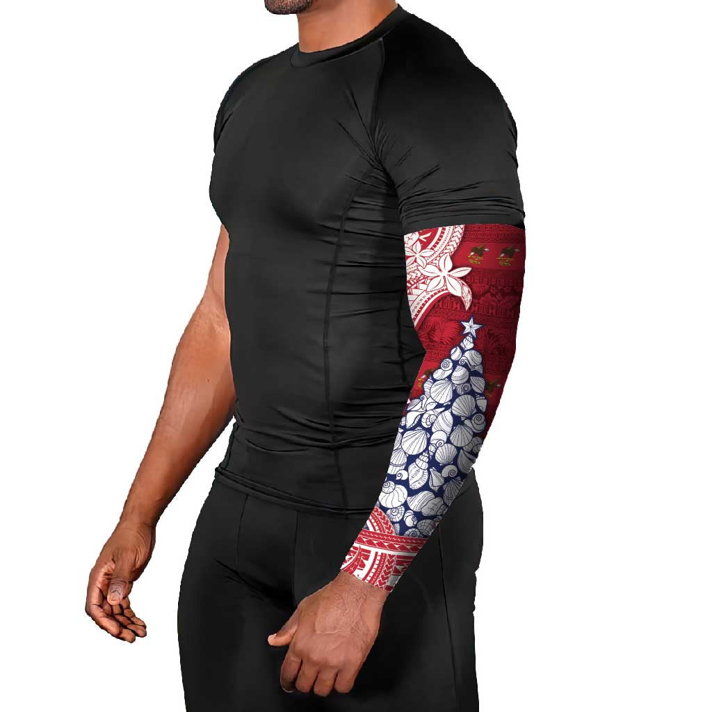 American Samoa Christmas Arm Sleeves Seashell Xmas Tree Tribal Waves - Polynesian Pride