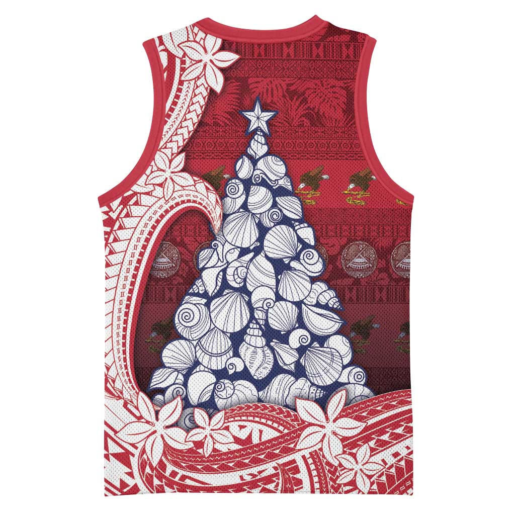 American Samoa Christmas Basketball Jersey Seashell Xmas Tree Tribal Waves DT05 - Polynesian Pride