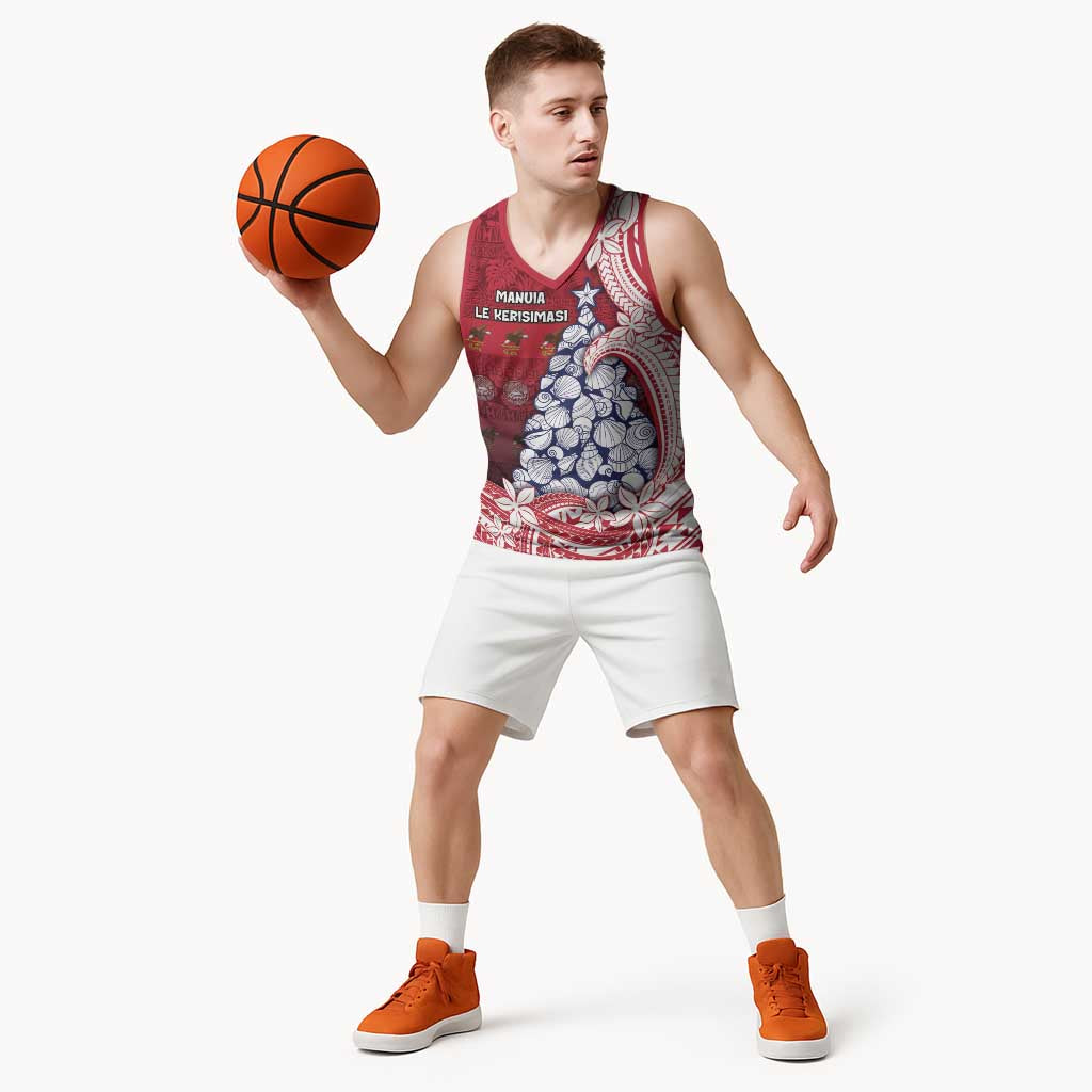 American Samoa Christmas Basketball Jersey Seashell Xmas Tree Tribal Waves DT05 - Polynesian Pride