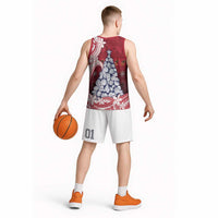 American Samoa Christmas Basketball Jersey Seashell Xmas Tree Tribal Waves DT05 - Polynesian Pride