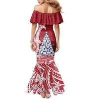 American Samoa Christmas Family Matching Mermaid Dress and Hawaiian Shirt Seashell Xmas Tree Tribal Waves DT05 - Polynesian Pride