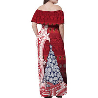 American Samoa Christmas Family Matching Off Shoulder Maxi Dress and Hawaiian Shirt Seashell Xmas Tree Tribal Waves DT05 - Polynesian Pride