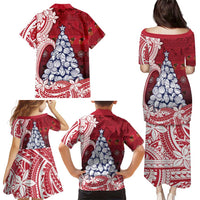 American Samoa Christmas Family Matching Puletasi and Hawaiian Shirt Seashell Xmas Tree Tribal Waves DT05 - Polynesian Pride