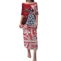 American Samoa Christmas Family Matching Puletasi and Hawaiian Shirt Seashell Xmas Tree Tribal Waves DT05 Mom's Dress Red - Polynesian Pride